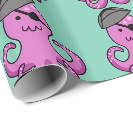 Pirate Octopus Custom Wrapping Paper Cadeaupapier (Rol Hoek)