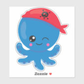 Pirate Octopus, Cute Octopus, Little Octopus Sticker (Vel)