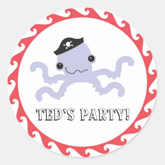 Pirate Octopus Favor Sticker (Voorkant)