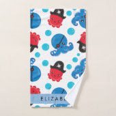 Pirate Octopus, Motif Octopus, Mer, Votre Nom (Serviette à main)