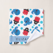 Pirate Octopus, Motif Octopus, Mer, Votre Nom (Gant de toilette)