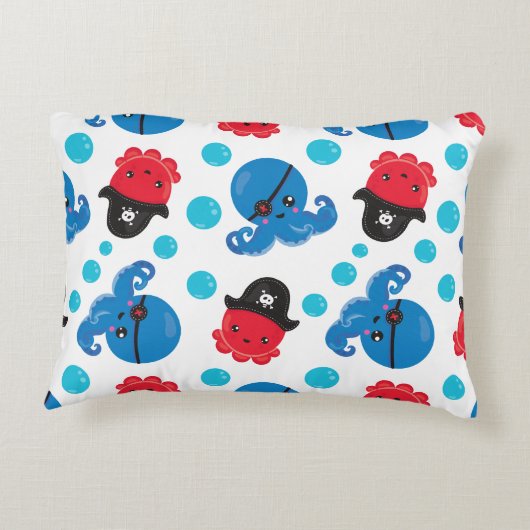 Pirate Octopus, Octopus Pattern, Zee Animals Accent Kussen (Achterkant)