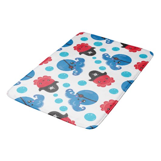 Pirate Octopus, Octopus Pattern, Zee Animals Badmat (Gekanteld)