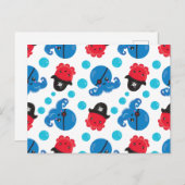 Pirate Octopus, Octopus Pattern, Zee Animals Briefkaart (Voorkant / Achterkant)