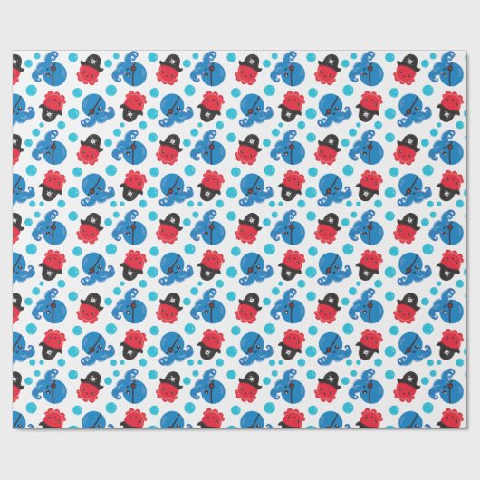 Pirate Octopus, Octopus Pattern, Zee Animals Cadeaupapier (Vlak)