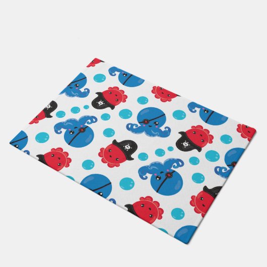 Pirate Octopus, Octopus Pattern, Zee Animals Deurmat (Schuin)