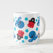 Pirate Octopus, Octopus Pattern, Zee Animals Extra Grote Beker (Voorkant rechts)