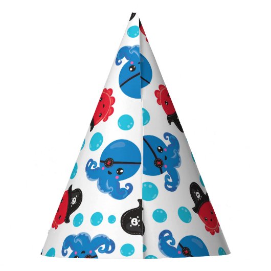 Pirate Octopus, Octopus Pattern, Zee Animals Feesthoedjes (Achterkant)