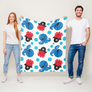 Pirate Octopus, Octopus Pattern, Zee Animals Fleece Deken