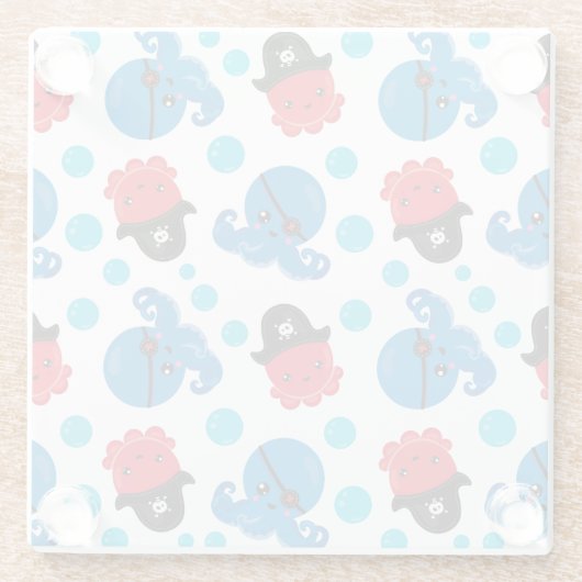 Pirate Octopus, Octopus Pattern, Zee Animals Glazen Onderzetter (Achterkant)