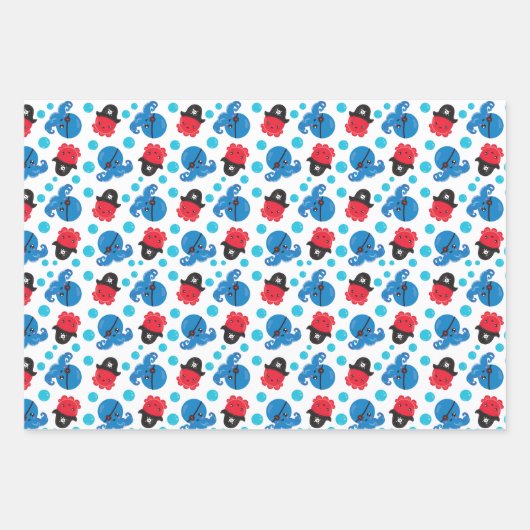 Pirate Octopus, Octopus Pattern, Zee Animals Inpakpapier Vel (Voorkant)