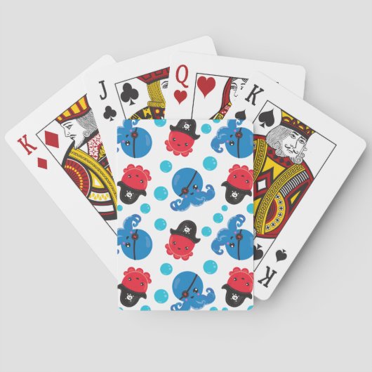 Pirate Octopus, Octopus Pattern, Zee Animals Pokerkaarten (Achterkant)