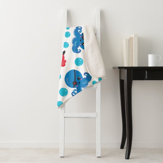 Pirate Octopus, Octopus Pattern, Zee Animals Sherpa Deken (In situ)