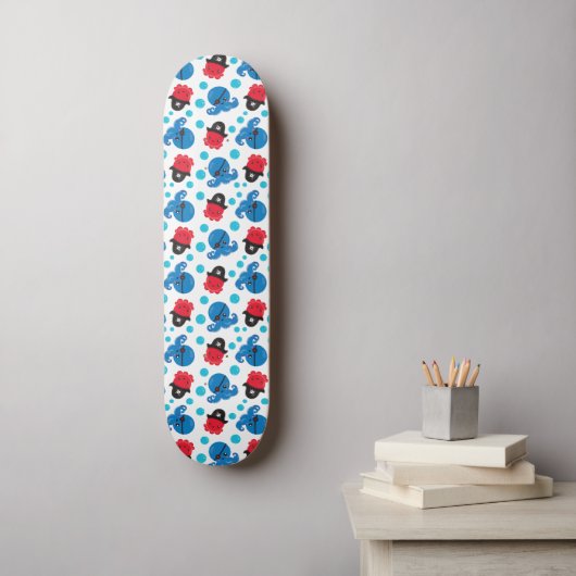 Pirate Octopus, Octopus Pattern, Zee Animals Skateboard (Muurkunst)