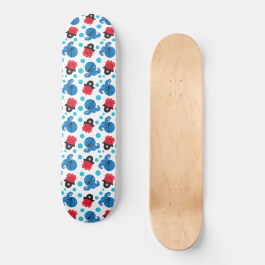 Pirate Octopus, Octopus Pattern, Zee Animals Skateboard (Voorkant)