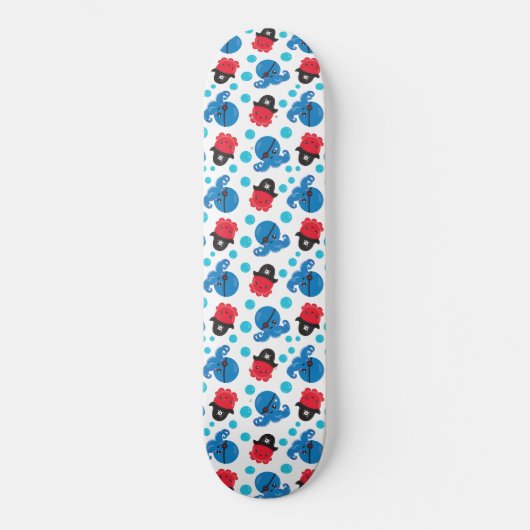 Pirate Octopus, Octopus Pattern, Zee Animals Skateboard (Voorkant)