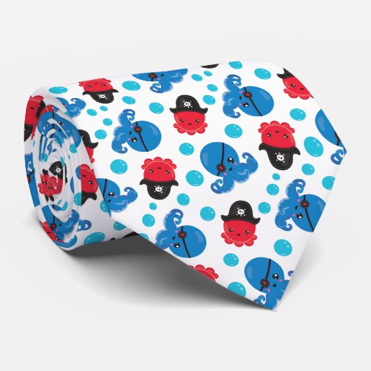 Pirate Octopus, Octopus Pattern, Zee Animals Stropdas (Opgerold)