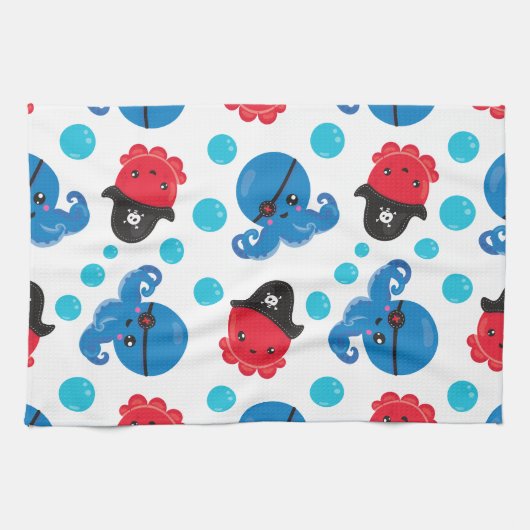 Pirate Octopus, Octopus Pattern, Zee Animals Theedoek (Horizontaal)