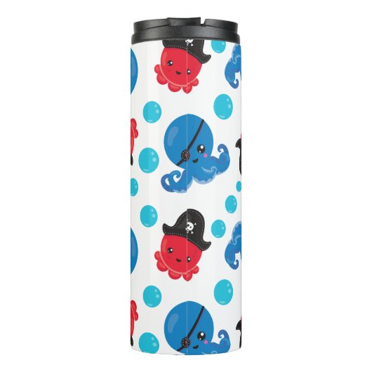 Pirate Octopus, Octopus Pattern, Zee Animals Thermosbeker (Achterkant)