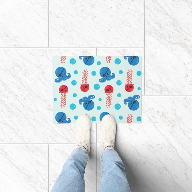 Pirate Octopus, Pirate Jellyfish, Zee Animals Deurmat (Binnen)