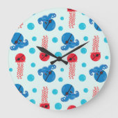 Pirate Octopus, Pirate Jellyfish, Zee Animals Grote Klok (Voorkant)