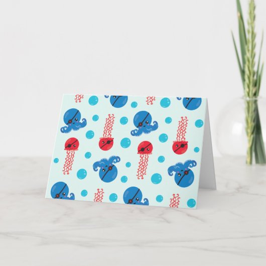 Pirate Octopus, Pirate Jellyfish, Zee Animals Kaart (Voorkant)