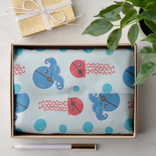 Pirate Octopus, Pirate Jellyfish, Zee Animals Tissuepapier (Geschenk)