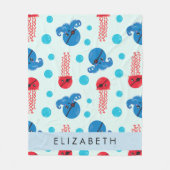Pirate Octopus, Pirate Jellyfish, Zee, Jouw naam Fleece Deken (Voorkant)