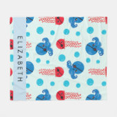 Pirate Octopus, Pirate Jellyfish, Zee, Jouw naam Fleece Deken (Voorkant (Horizontaal))