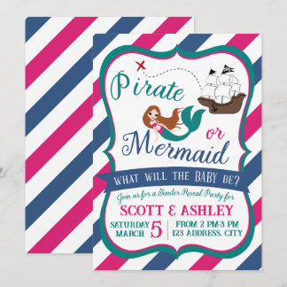 Pirate of Mermaid Gender Reveal Party Uitnodiging