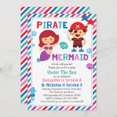 Pirate of Mermaid Invitation, onder de zee partij Kaart (Voorkant / Achterkant)