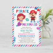 Pirate of Mermaid Invitation, onder de zee partij Kaart (Staand voorkant)