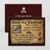 Pirate oh je Hearties ! Invitations de partie (Devant / Derrière)