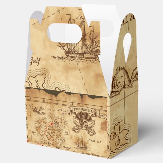 Pirate Old  Treasure Map Birthday Party Bedankdoosjes (Geopend)