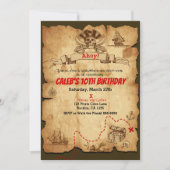 Pirate Old  Treasure Map Birthday Party Kaart (Voorkant)