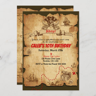Pirate Old Vintage Treasure Carte Anniversaire Fêt