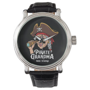 Pirate Oma Grappige Grootmoeder Halloween Kostuum Horloge