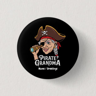 Pirate Oma Grappige Grootmoeder Halloween Kostuum Ronde Button 3,2 Cm