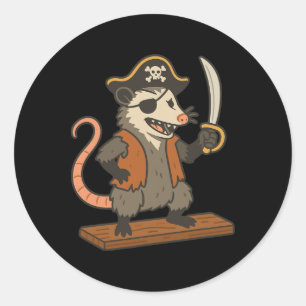Pirate Opossum Grappig Halloween Kostuum Possum Li Ronde Sticker