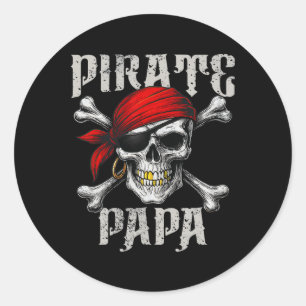 Pirate Papa Jolly Roger Vlag en schedelkruisbeende Ronde Sticker