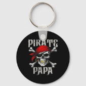Pirate Papa Jolly Roger Vlag en schedelkruisbeende Sleutelhanger (Voorkant)