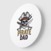 Pirate Papa Schedel Zwaard Vintage Gravure Shirt_1 Grote Klok (Hoek)