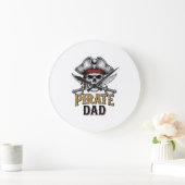 Pirate Papa Schedel Zwaard Vintage Gravure Shirt_1 Grote Klok (Huis)