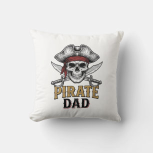 Pirate Papa Schedel Zwaard Vintage Gravure Shirt_1 Kussen