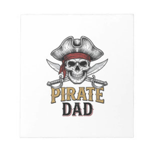 Pirate Papa Schedel Zwaard Vintage Gravure Shirt_1 Notitieblok