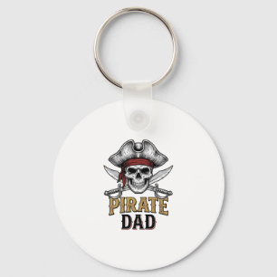 Pirate Papa Schedel Zwaard Vintage Gravure Shirt_1 Sleutelhanger