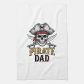 Pirate Papa Schedel Zwaard Vintage Gravure Shirt_1 Theedoek (Verticaal)