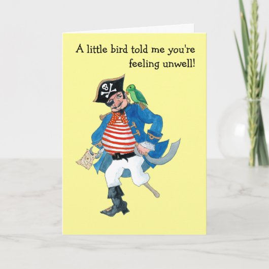  'Pirate & Parrot' Kinder Get Well Kaart (Voorkant)