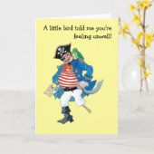  'Pirate & Parrot' Kinder Get Well Kaart (Gele Bloem)