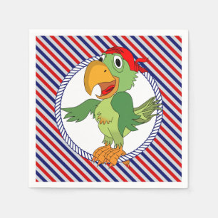 Pirate Parrot Nautical Stripes Servet